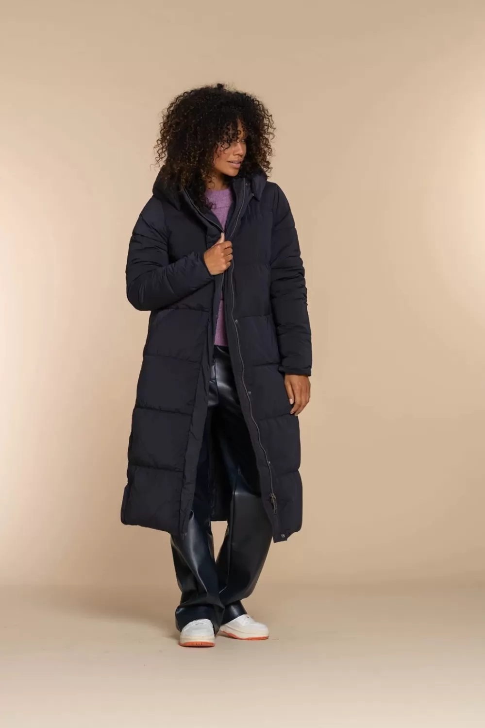 Geisha Fashion -Geisha Women Long Puffer Coat 28525-21 Navy