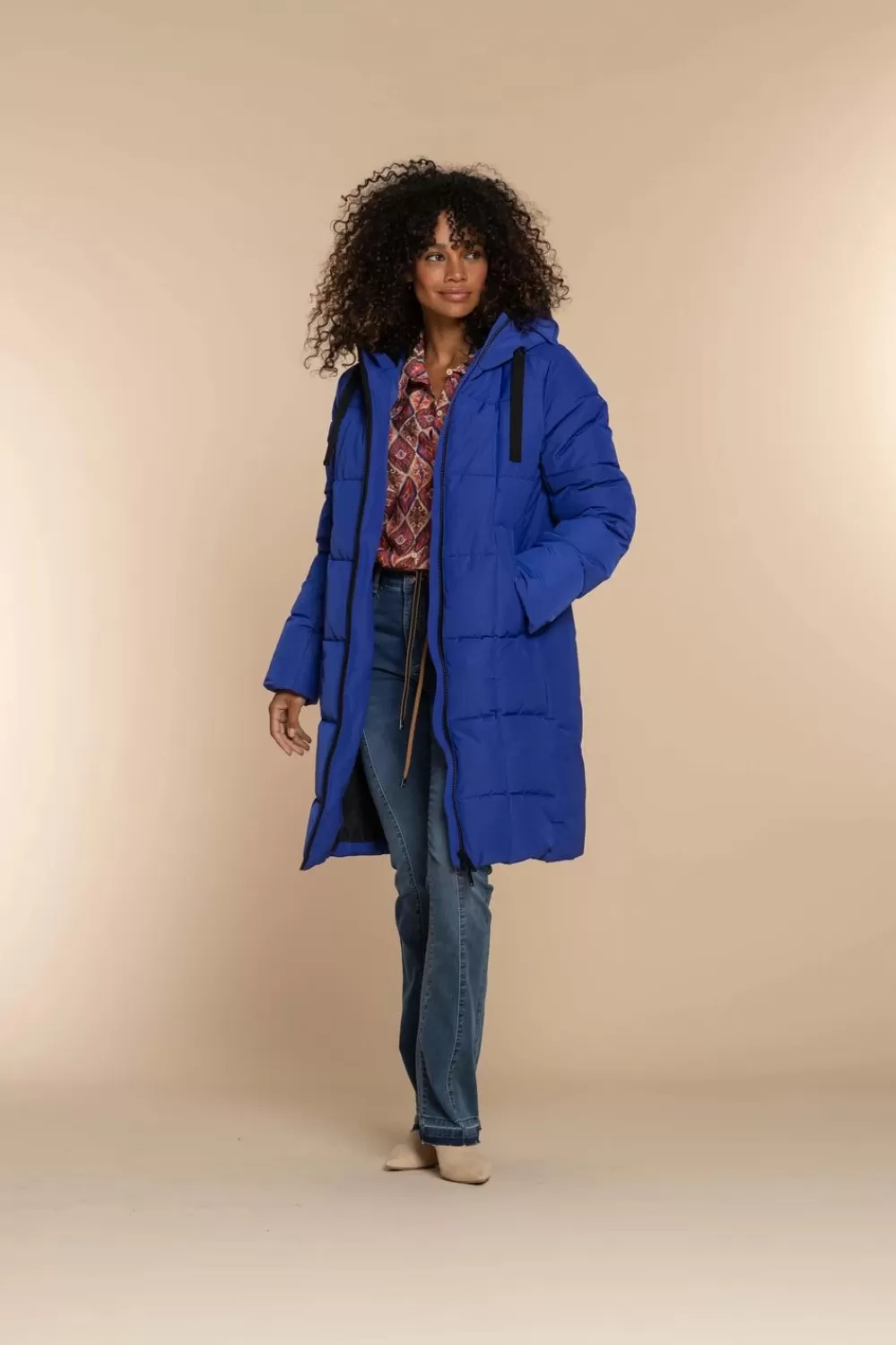 Geisha Fashion -Geisha Women Long Puffer Coat 38534-12 Cobalt