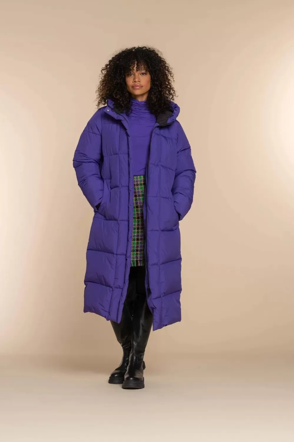 Geisha Fashion -Geisha Women Long Puffercoat 38563-21 Purple