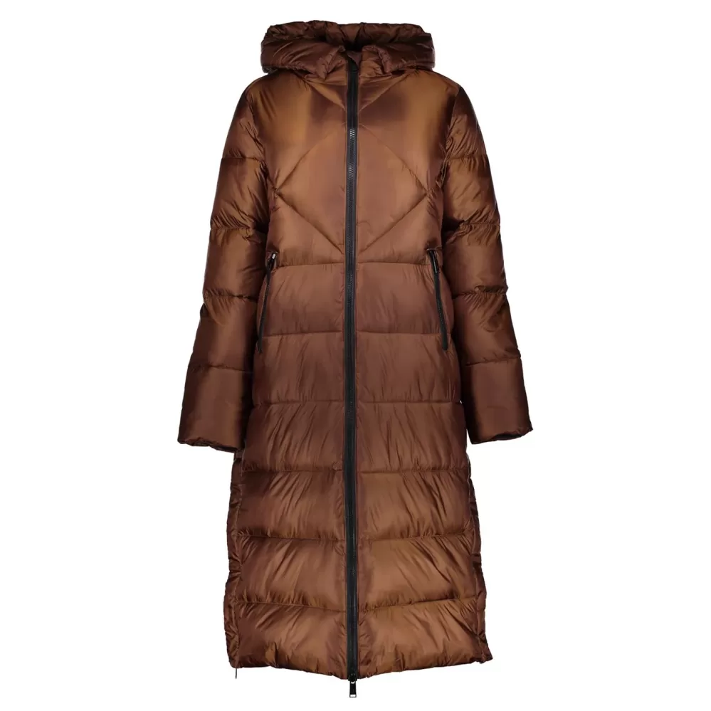 Geisha Fashion -Geisha Women Long Puffercoat 38568-21 Cognac