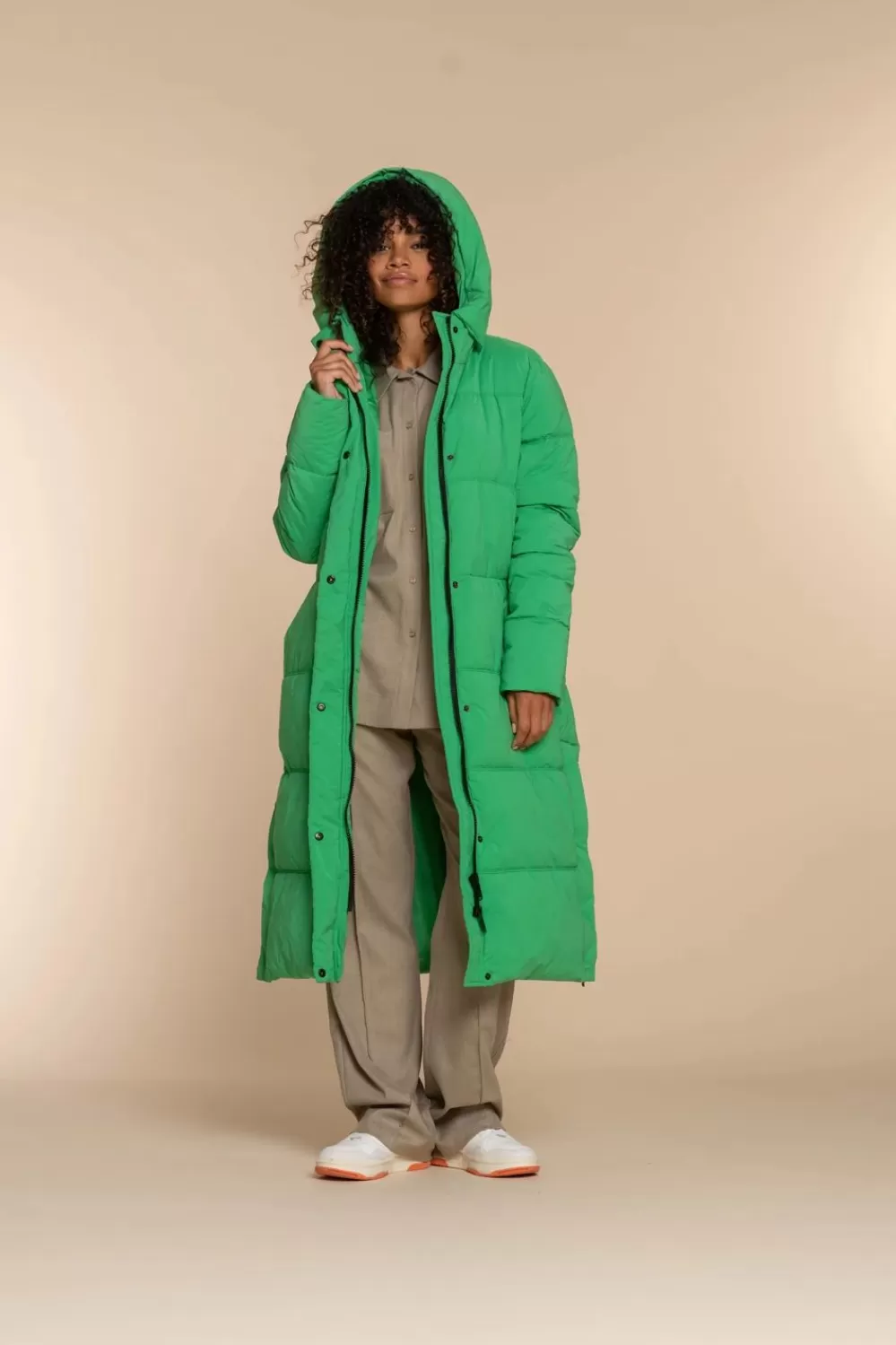 Geisha Fashion -Geisha Women Long Puffercoat 38569-21 Green