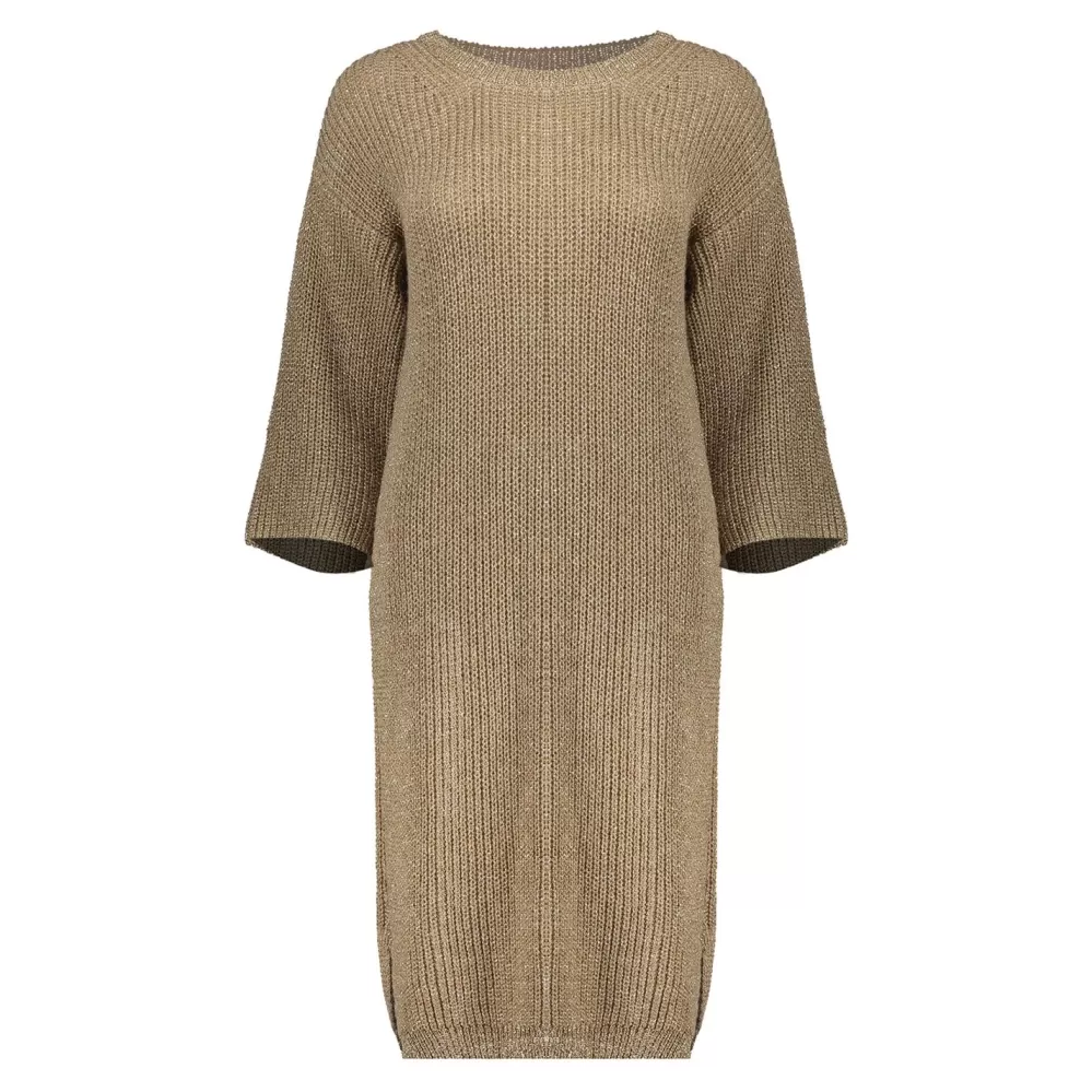 Geisha Fashion -Geisha Women Lurex Knitted Dress 37541-70 Sand