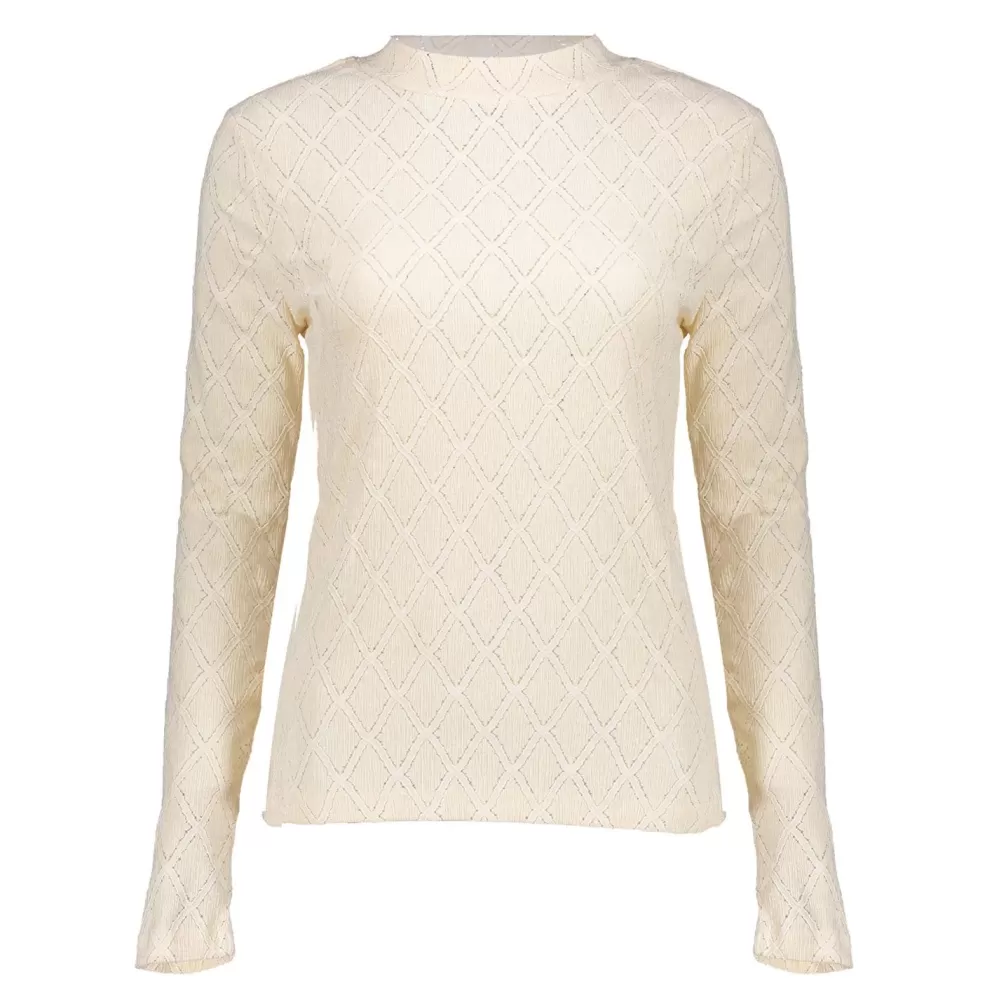 Geisha Fashion -Geisha Women Openwork Knitted Top 32532-45 Off-White