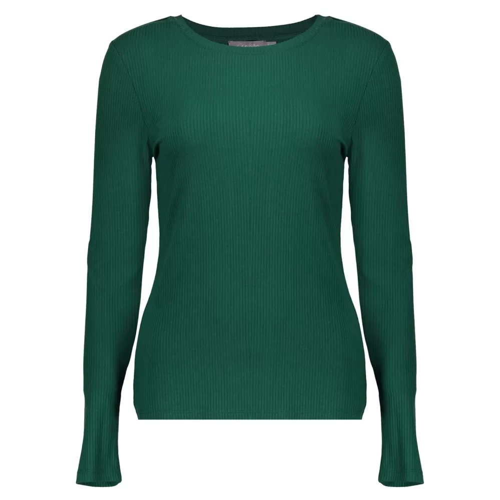 Geisha Fashion -Geisha Women Rib Knit Top 32610-41 Forest Green