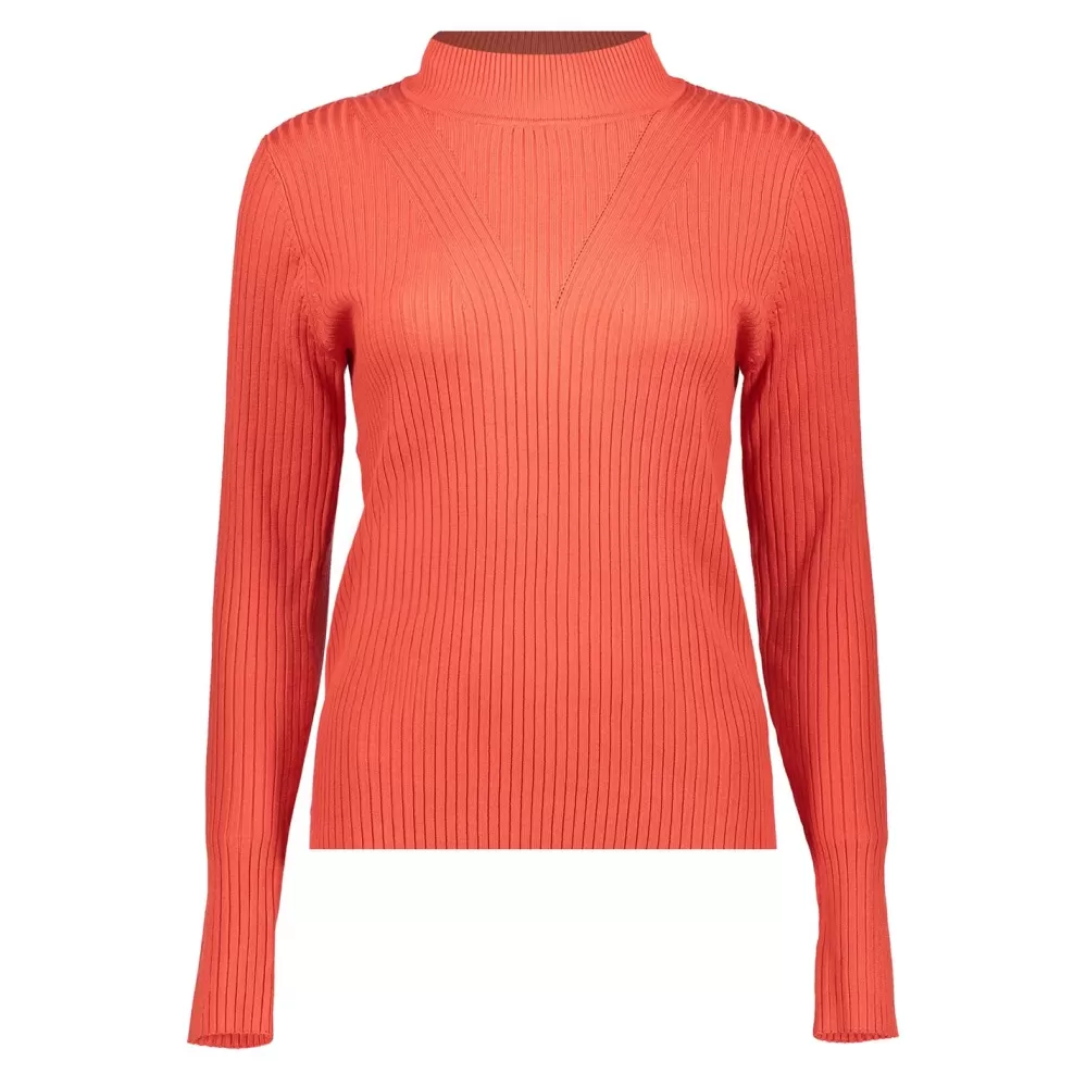 Geisha Fashion -Geisha Women Rib-Knitted Pullover 34588-14 Coral