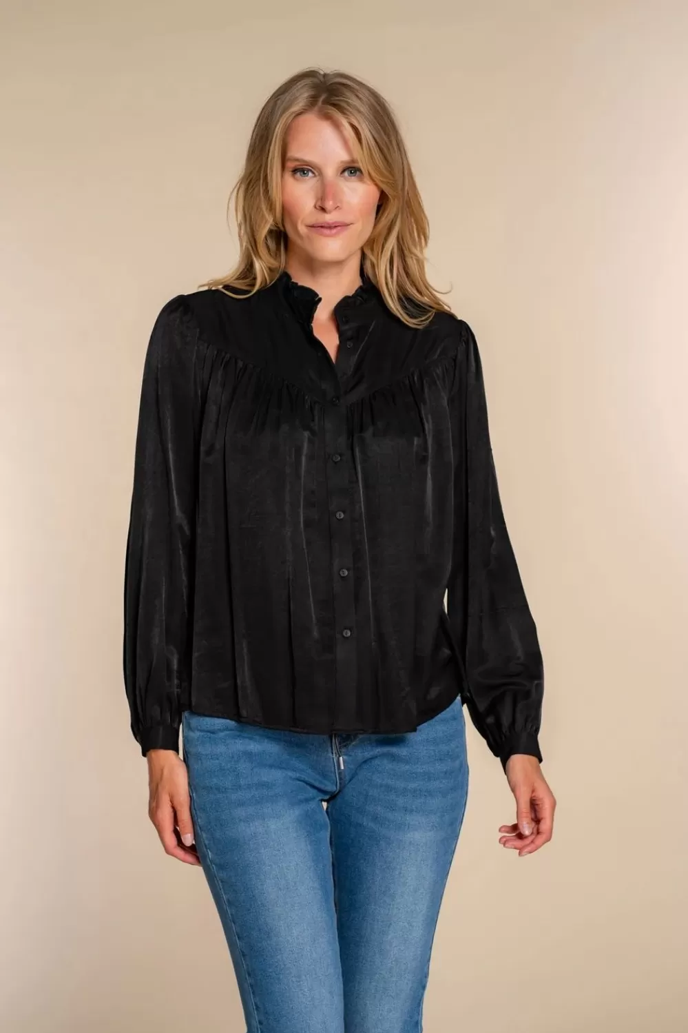 Geisha Fashion -Geisha Women Satin Blouse 33579-14 Black