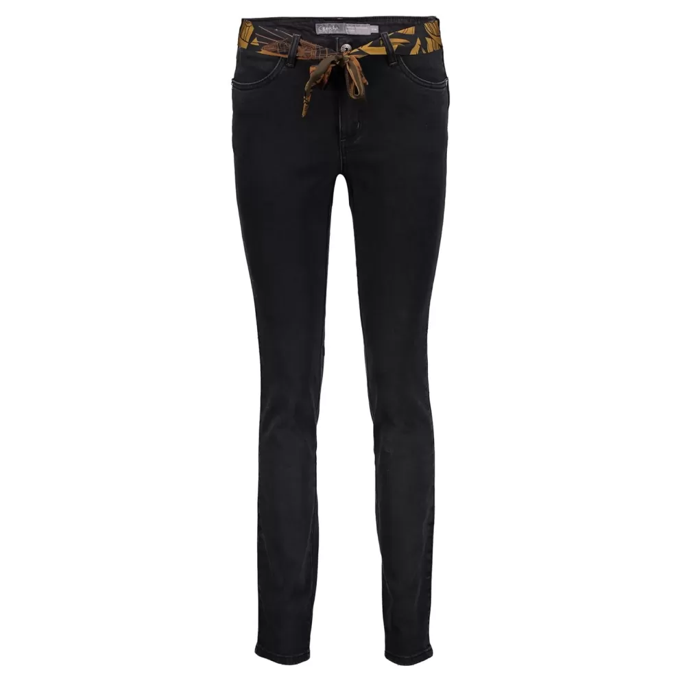 Geisha Fashion -Geisha Women Skinny Jeans 31518-10 Black Denim