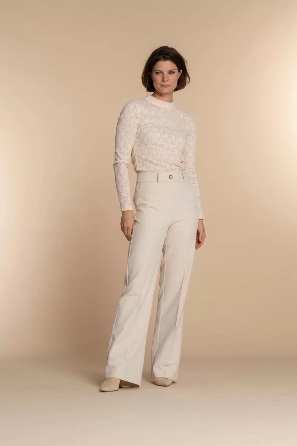 Geisha Fashion -Geisha Women Straight Fit Trousers 31566-32 Off-White