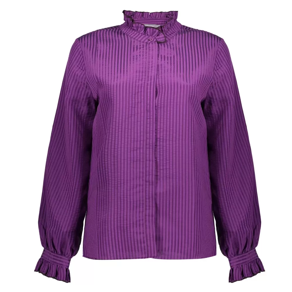 Geisha Fashion -Geisha Women Striped Blouse 33629-20 Purple