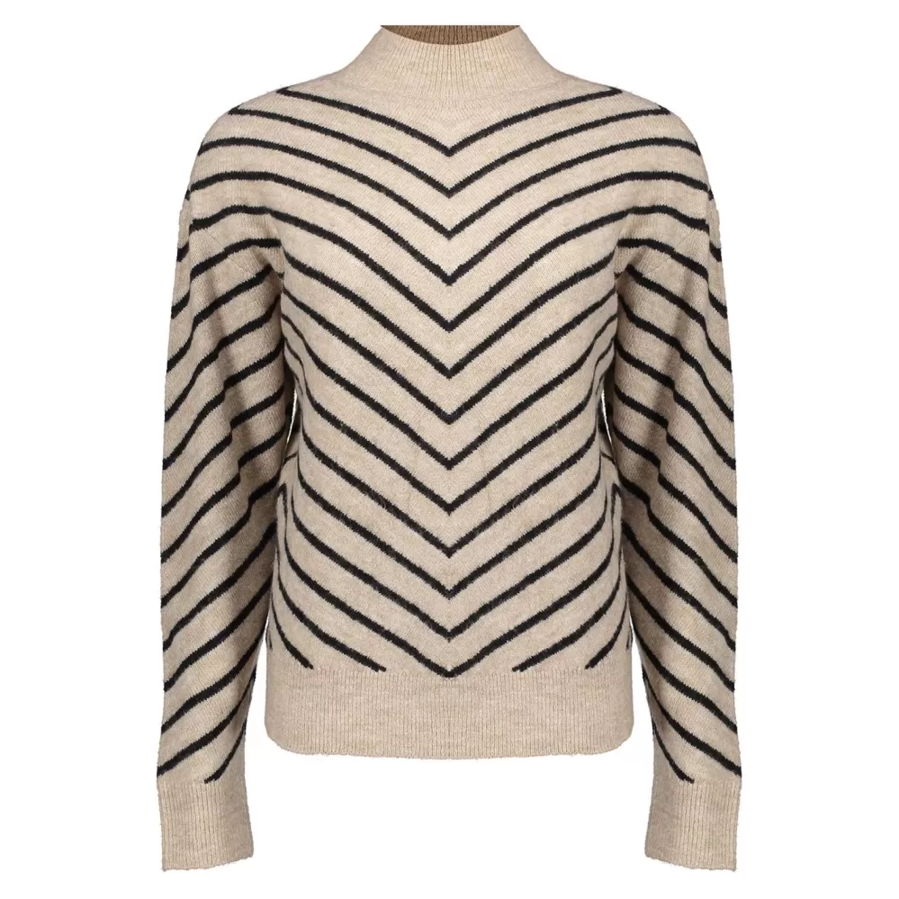 Geisha Fashion -Geisha Women Striped Sweater 34507-10 Sand