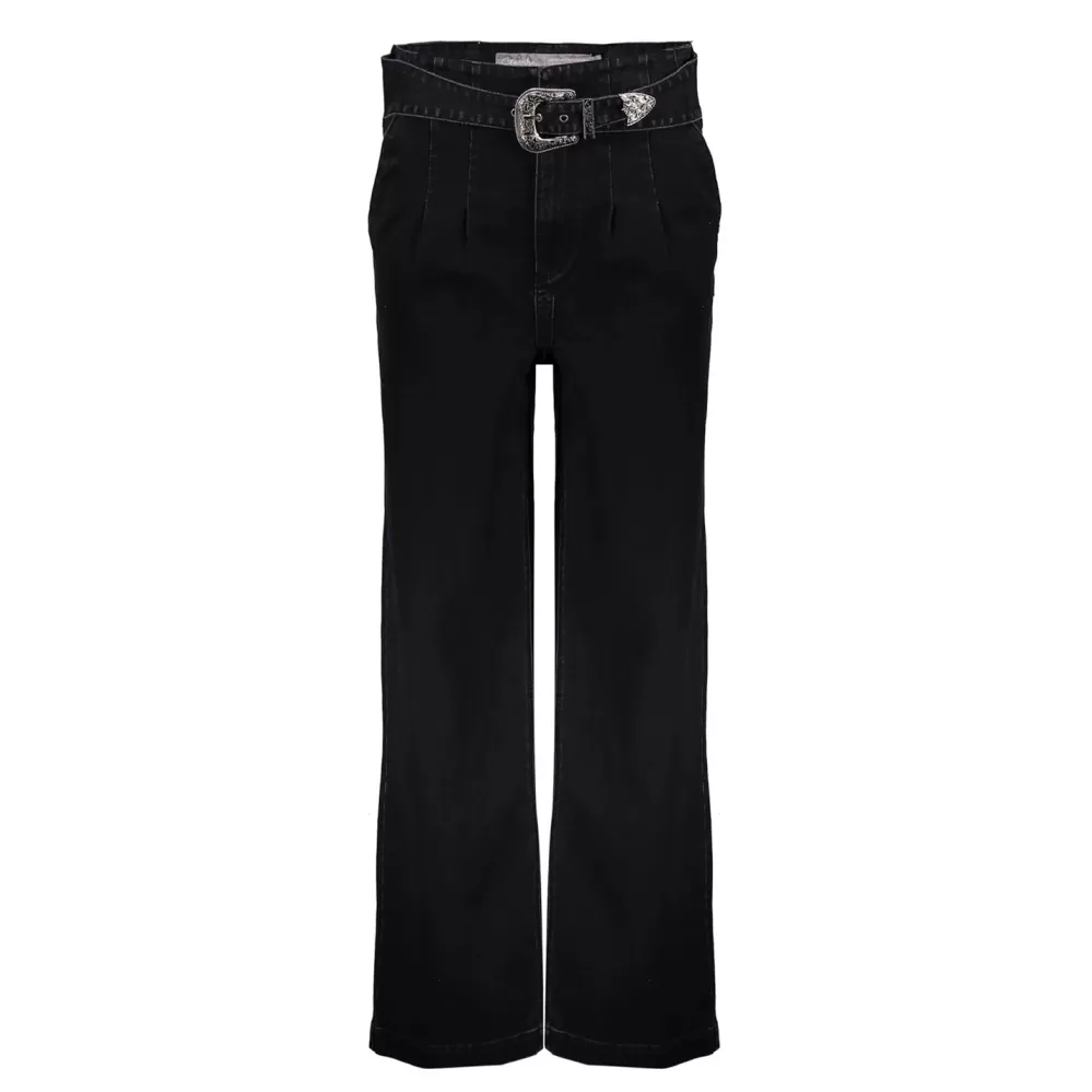 Geisha Fashion -Geisha Women Tapered Jeans With Belt 31514-10 Black Denim