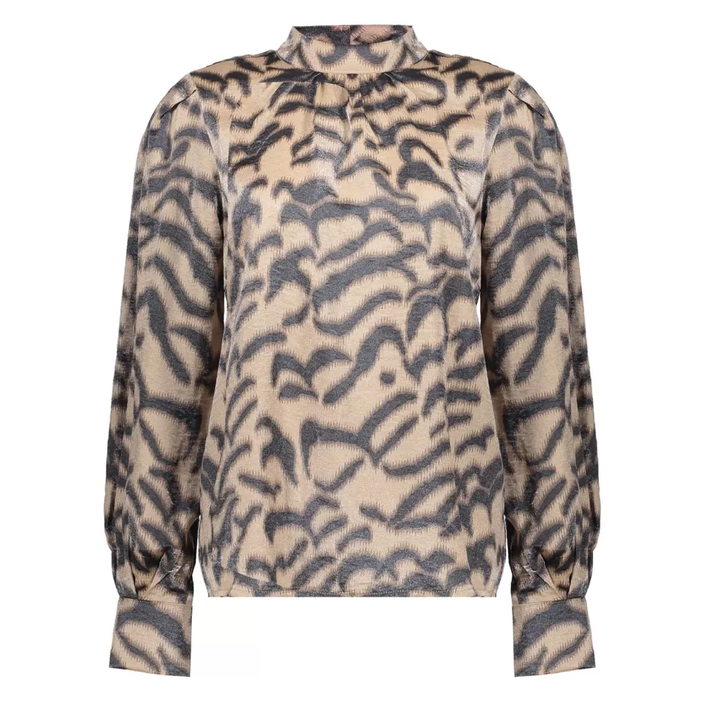 Geisha Fashion -Geisha Women Top With Leopard Print 33625-20 Sand