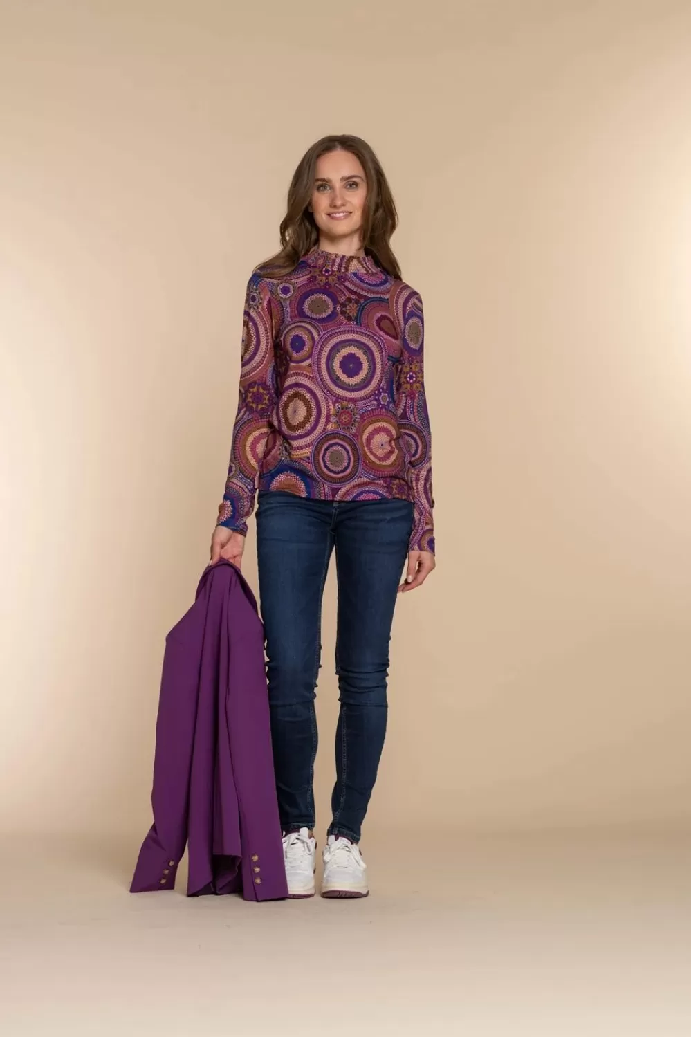 Geisha Fashion -Geisha Women Top With Print 32598-60 Fuchsia