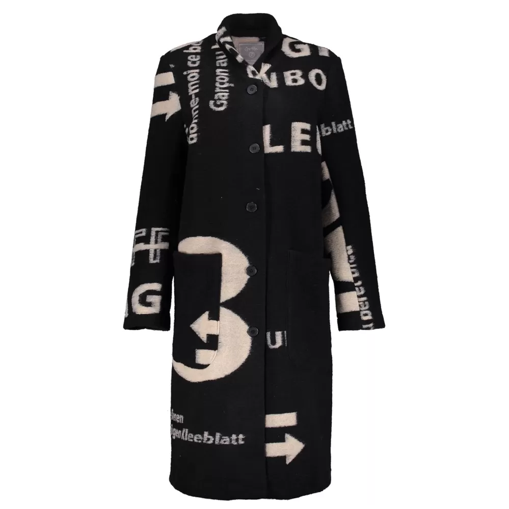 Geisha Fashion -Geisha Women Trenchcoat With Print 38583-70 Black