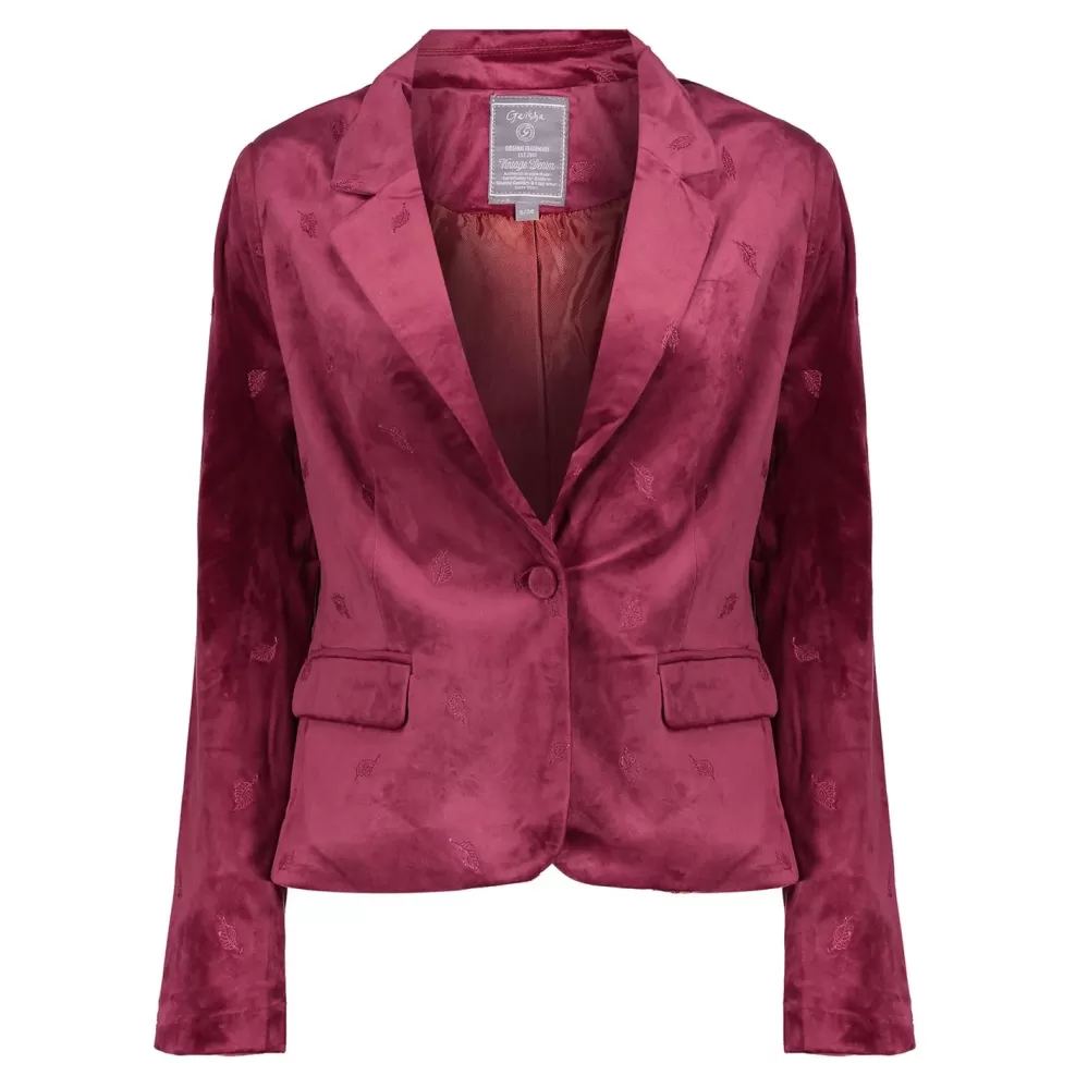 Geisha Fashion -Geisha Women Velvet Blazer 85513-10 Burgundy